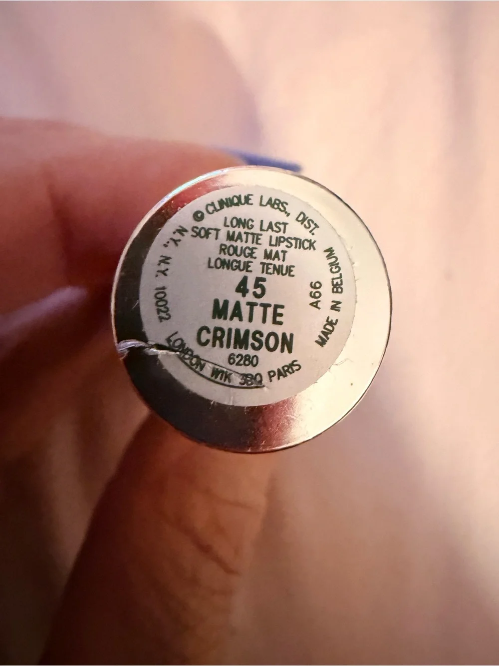 Clinique Matte Crimson Lipstick Tube - Mint & Blue Accents